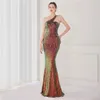 Runway Dresses Yidingzs Women 2022 New Design Slash Neck Party Maxi Dress One Shoulder Sequin Evening Dress Long Prom Dress 18891 Y240426