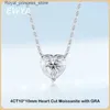 Collane a ciondolo Ewya Luxury 4ct 10 * 10mm Copertura cardiaca D Colore Mosonite Womens Necklace a ciondolo S925 Silver Diamond Test Necklace Q240426