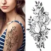 Transfert de tatouage 6pcs Femmes Tatoo Stickers Tatouage Black Flower Tattoos Sexy Rose Papillon Tatoo Art Art Arr Traft Faux Tatouage Impermétrique 240426