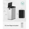 SONGMICS Motion Sensor Trash Can 18 Gallon - Automatic Kitchen Trash Can with Lid, Stainless Steel, Close & Open Lid, 15 Garbage Bags Included