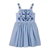 Vestidos de menina vestidos de princesa maven para girs roupas de verão sem mangas desenhos animados flores de bordado vestidos infantil infantil roupas