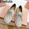 Casual Shoes 2024 Spring äkta läder Flat Loafers Women Round Toe Lace Up Single Walk Lazy Zapatos Mujer