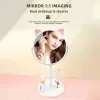 Spiegels high definition singlesided make -up spiegel 360 graden roterend 1: 1 herstel schattige kattenoren kammen make -up spiegel