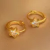 Stud Ny guldfärg Crystal CZ Enkel fempontad stjärna hoopörhängen för tjej kvinnor mode utsökta fest smycken tillbehör