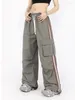 Pantaloni da donna y2k cargo da donna abito di moda ampia gamba casual pantaloni sportivi a strisce sciolte che covano pantaloni pantaloni paracadute