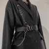 Gürtel Mode Luxus weibliche Gürtel Schwarz Ledergurt Kette Goth Korsett Taille Frauenzubehör Gotische Kleidung