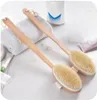 Badrumskroppborstar Långhandtag Bad Natural Borstles Borstar Exfolierande massager med trähandtag Dry Borsting Shower Tool6955350