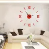 Horloges horloge européenne Diy Night Light Mute Digital Clock Creative Living Room Chadow No Punch Decorative Wall Sticker Clock