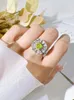 Klusterringar Fashionabla och lyxiga blommor Style Olive Green 925 Sterling Silver Ring Set With High Carbon Diamond Wedding Jewelry