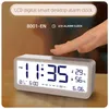 Desk Table Clocks 8001-EN Multifunctional Digital Clock LED Brightness Adjustable Temperature Humidity Displaying Alarm Clock with Dual Alarms