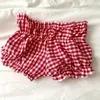 Damskie szorty vintage czerwona kraciasty elastyczna talia szczupły potarte kwitnące spodnie kobiety Kawaii Bottom Beach Pajamas Night Club Streetwear