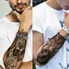 Tatuering överföring 5st varg lejon vattentät tillfällig tatuering klistermärke tiger rose blomma drake orm skalle djur kropp konst arm falska tatoo män kvinnor 240427