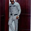 in African Style Elegant Plaid Single Breasted Top and Pants 2 Piece Wedding Party Business Men Clothing Set 240412