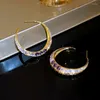 Brincos do garanhão Drejew Shiny Purple Zircon Fashion Fashion Moon Ear noivado de noivado de casamento atacado 2024 Trendy