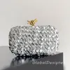 9A designer women knotted clutch bag woven vintage evening bag silver gold purse handbags wedding dress party lady fashion mini bags luxury leather flower box summer