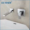 Badkamer wastafel kranen KEMAIDI basin chroom messing muur gemonteerde stroom tuit kraan enkele handgreep en koude mixer tap