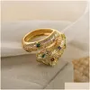 Anelli di band acquistano una dichiarazione di moda di alta qualità Big Animal Ring per Women Girl Party Gioielli Gold Colore Zircone Leopard Open Wholesale D DHI2X