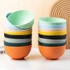 Bowls 4Pcs/Set Wheat Straw Round Household Rice Salad Eco-Friendly Unbreakable Kids Set Small Bowl