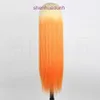 Wig Wig Femmes moyens de longueur moyenne raide Golden Orange Gradient en forme de bande en U Cosplay Wi