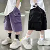 Trousers Summer Boys' Cotton Shorts Daily Casual Purple Sports Short Pants High Street Fashion Children's Clothes Boys 2024