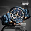 손목 시계 Curren Men Top Brand Luxury Sports Quartz Mens ES Full Steel Waterproof Chronograph Wrist Men Relogio Masculino Y240425