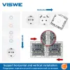 Drives Viswe Eu Standard Touch Switch and Socket 220v 16a Black Full Mirror Crystal Tempered Glass Panel Electrical Outlets