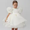 Fashion Girl White Princess Robe Tulle Puff Sleeve Party Femme Kids Robes For Girls Birthday Child Clothes Bridemaids Robe 240412