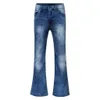 Jeans masculinos Mens Hong Kong calças queimadas com bolsos longos calças de jeans angustiadas