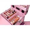 Storage Boxes Custom Pink Nail Table Rolling Case Beauty Salon Manicure Makeup Station Artist Cosmetic Trolley