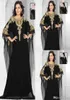 Дубайские вечерние платья шифоновое золото и черные ккристаллы с бисером плюс размер платье для выпускного платья рукав арабский кафтан длинный вечерний платье3998774