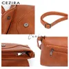 Bolsa cezira feminina marca pu mensageiro de couro flap ombro de cor sólida damas damas veganas bolsas crossbody