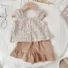 Set di abbigliamento coreano da bambine abiti da bambina cotone carino bambino bambini senza maniche 2 pezzi estate