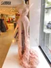Sukienki imprezowe różowe sukienki na jedno ramiona perły cekiny panny młodej elegancka elegancka podłogowa nośna vestidos de novia