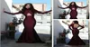 Michael Costello Robes de soirée à manches longues Bourgogne Robes de bal plus taille plus taille Viens de style sirène de noche8032258