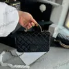 23K Black Hollow Out Dot Drill Letter Top Hand Totes Bags Classic Mini Flap Quilted Elegant Gold Chain Crossbody Sling Shoulder Purse For Womens Ladies Summer 20x12cm