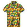 Męskie koszule Koszulki Kreatywne bloki budulcowe zabawka 3D Print Koszulka Mężczyźni Summer Hawajskie koszule Tops Street Lapel Aloha Bluzka Krótkie rękawy 240424