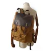 Ryggsäck multifunktionell läder canvas män militär pojke tjej vintage skola ryggsäckar axel bärbar dator ryggsäck
