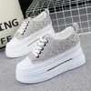 Casual Shoes 2024 Women's Sneakers Spring Women Platform Heels kilar Höjd ökar vulkaniserad 8cm Zapatos Mujer