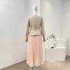 Vestidos de trabajo 2024 Spring Luxury Pink Sequins extraíbles Cinturón V Neck Office Jacket Skinda Skirt For Women Femenina