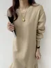 Casual jurken solide dikke vrouw wintervestido feminino trui jurk vrouwen herfst kleding Koreaans elegant 2024 vintage warm gebreide