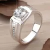 クラスターリングMiliyalier 1CT VVS1 D Color Moissanite SolidS925 Sterling Silver Men Wedding Ring for Engagement Gra Fine Jewelry Partyギフト