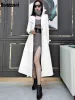 Jackets Nerazzurri Spring Runway White Long Leather Trench Coat For Women Long Sleeve Elegante luxe mode Dames Coats 2021 Designer