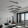 Żyrandole nowoczesne kwadratowe żyrandol LED do salonu jadalnia kuchnia sypialnia czarny prostokąt sufit lampa wiszące światło