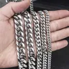 Strands HNSP 8MM-14MM stainless steel Cuban chain necklace for mens jewelry and punk accessories 240424