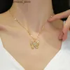 Pendant Necklaces Dream crystal golden butterfly necklace suitable for womens Rhinestone symmetrical pendant accessories party jewelry gifts Q240426