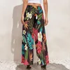 Women's Pants Colorful Flower Print Womens Tropical Floral Bird Leaf Street Wear Trousers High Waisted Trendy Wide Leg Gift Idea