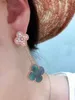 Boucle d'oreille de concepteur de haute qualité Vancleff pour les femmes Haute version or Gold Gold 18K Gol Clover Gris Full Diamond BEUMU EOT BAT des boules d'oreilles suspendues