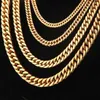 Strands 6/8/10/12/14MM Hot selling 316L Stainless Steel Gold Curled Cuban Chain Mens Necklace or Bracelet Fashion Jewelry 240424