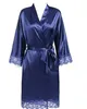 Women's Sleepwear Plus Size Lace Patchwork Bride Bridesmaids Robe Sexy Lingerie Women Silk Wedding Party Kimono Robes Nightgown Slpwear bathrob Y240426