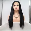 Europeiska och amerikanska gränsöverskridande afrikanska flätor Kemisk fiber Front Spets Högtemperatur Silk Wig Headgear Daily Female Black Perk Braids